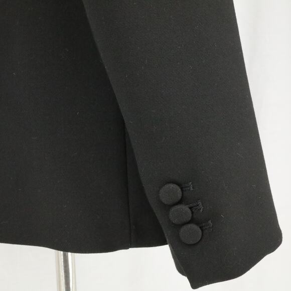 Zara Basic Jacket Womens Small Black White Trim Ruffle Front Lined Open Pockets - Picture 11 of 16